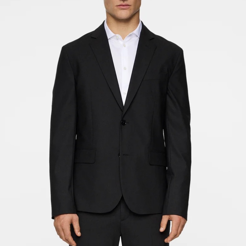 J. Lindeberg Men’s Blazer Hopper Hi-Tech Class Wool Black single breasted Sz 42R